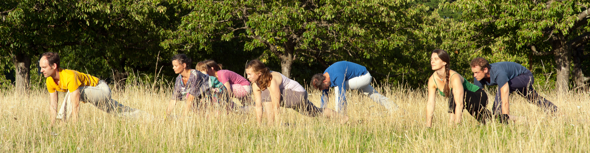 Yoga im Freien - Outdoor - Ashvasanchalana Asana – Sprinterstellung